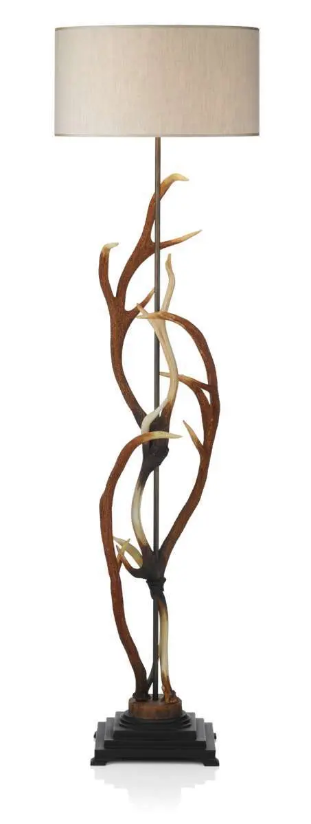 Antler Highland Rustic Floor Lamp With Shade