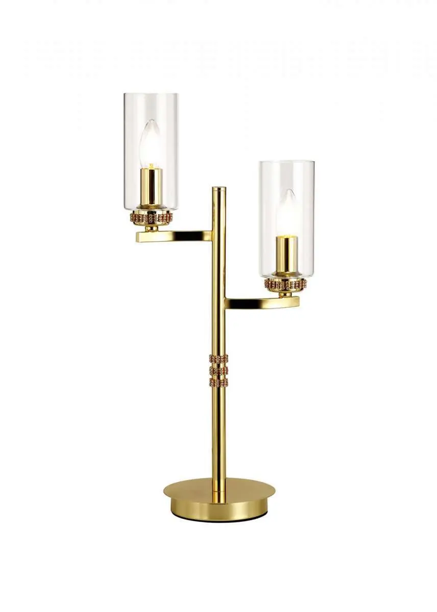 Ariel 2 Light Crystal Polished Gold Table Lamp
