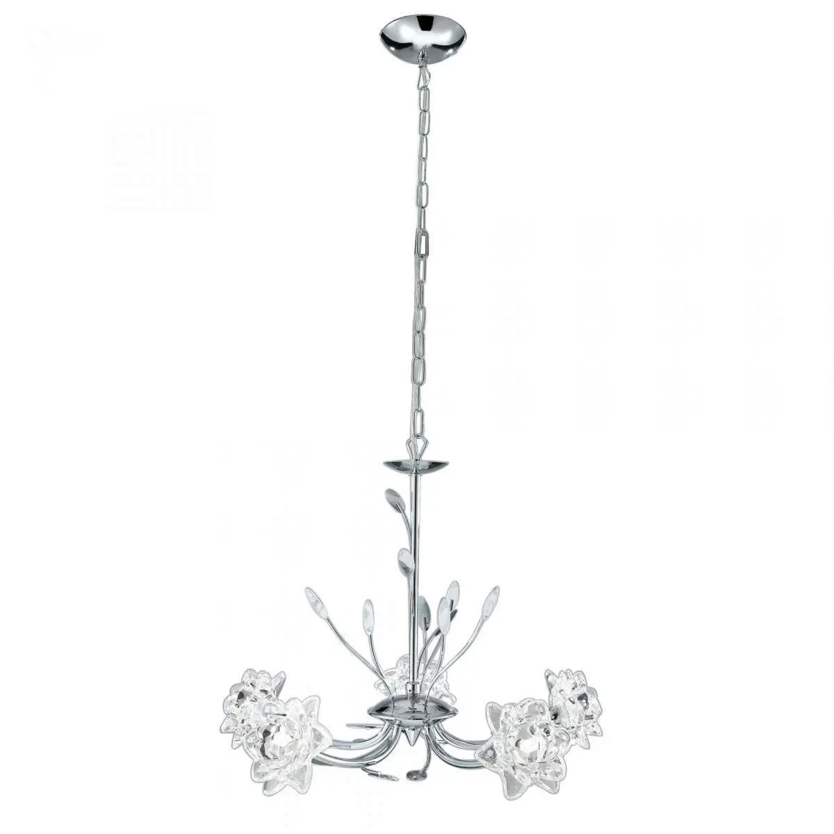 Bellis Chrome 5 Light Fitting with Clear Flower Glass