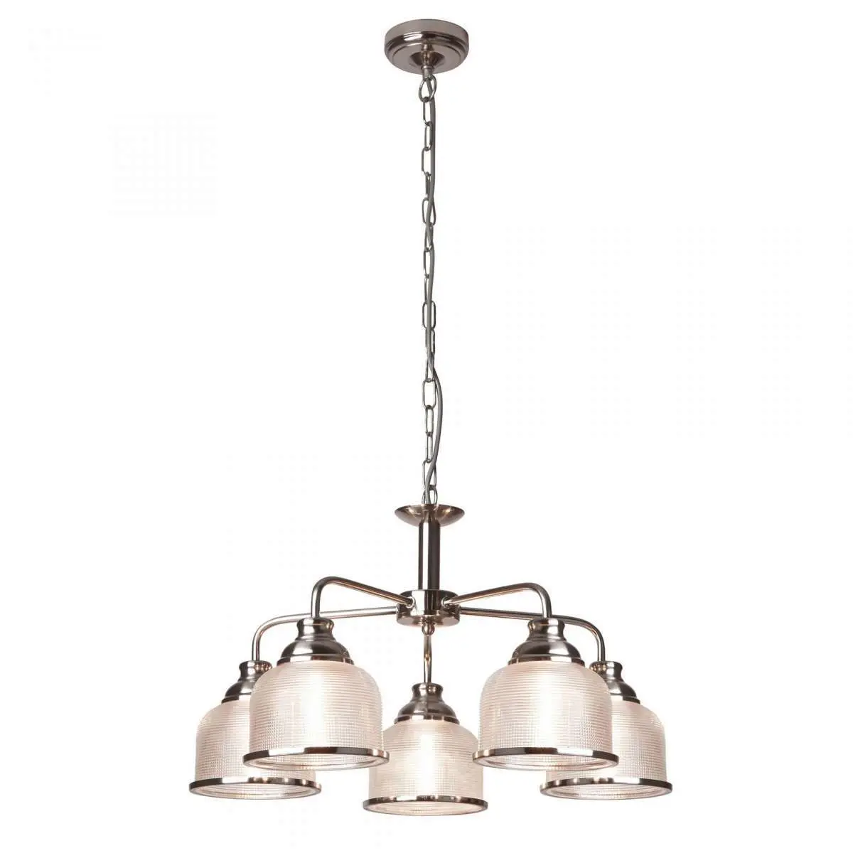 Bistro II 5 Light Ceiling Satin Silver With Halophane Glass