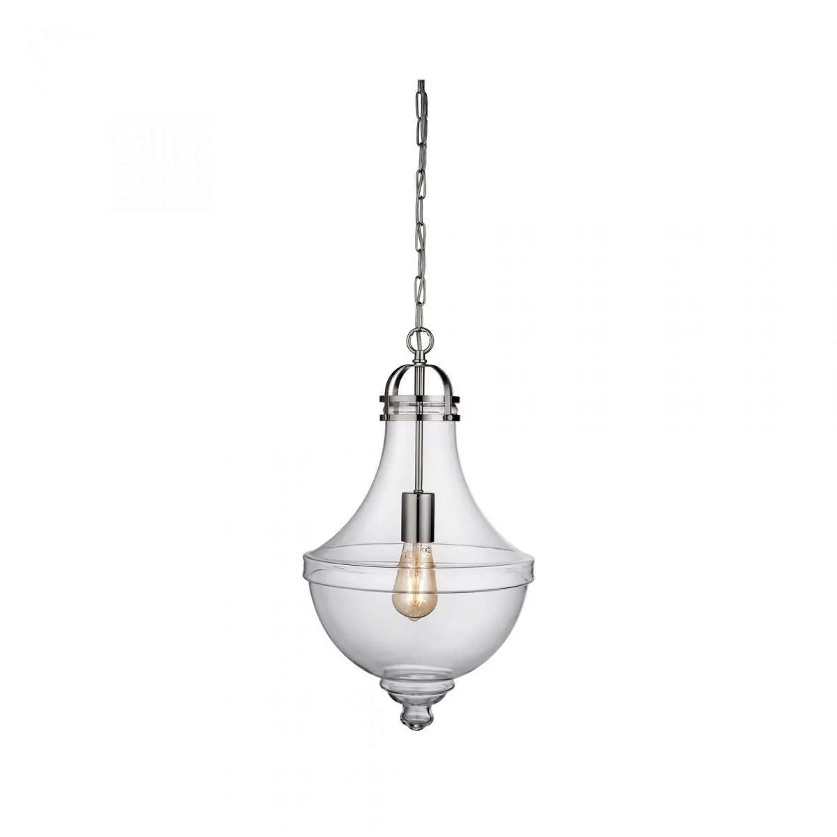 Cairo Single Pendant Satin Silver with Clear Glass