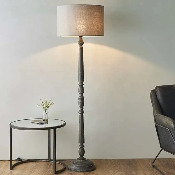 Endon Lighting 90569 Mohan Grey, Distressed Wood Floor Lamps