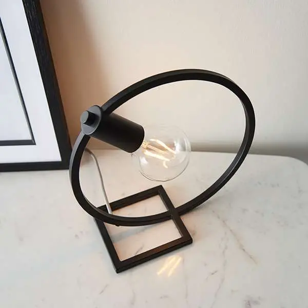 A Circle Shape Table Lamp in Matt Black