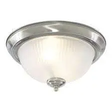 American Diner IP44 Chrome Flush Fitting with Acid Ribbed Glass