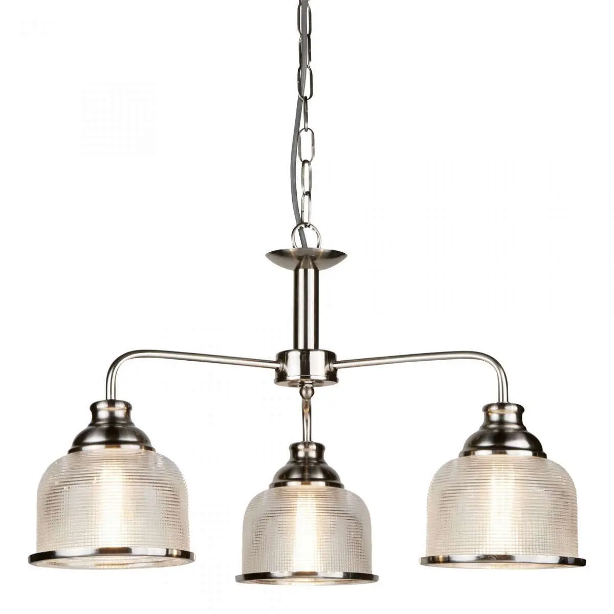 Bistro II 3 Light Ceiling Satin Silver With Halophane Glass