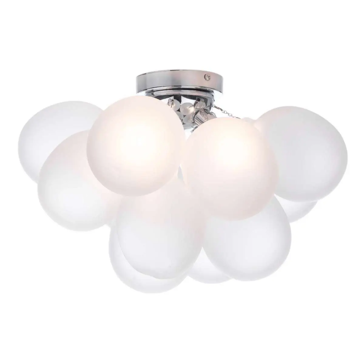 Bubbles 4 Light Flush Fitting in Polished Chrome & Frosted Glass