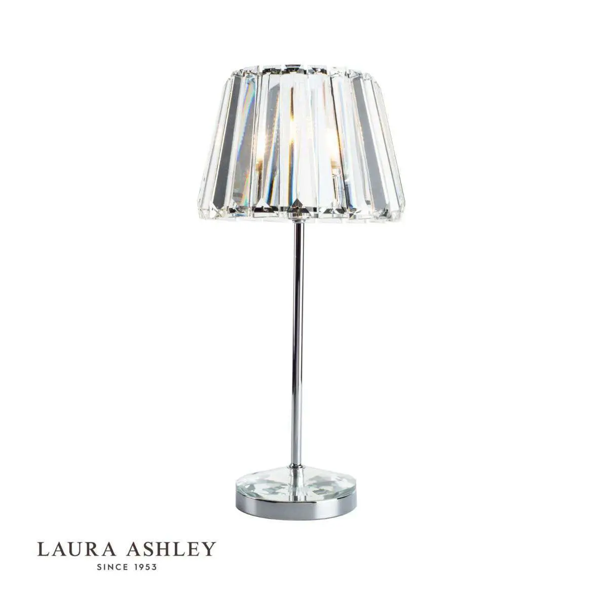 Capri Large Table Lamp Polished Chrome Crystal Glass Shade