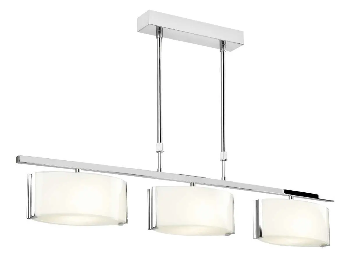 Clef 3-Light Polished Chrome And Frosted Glass Pendant