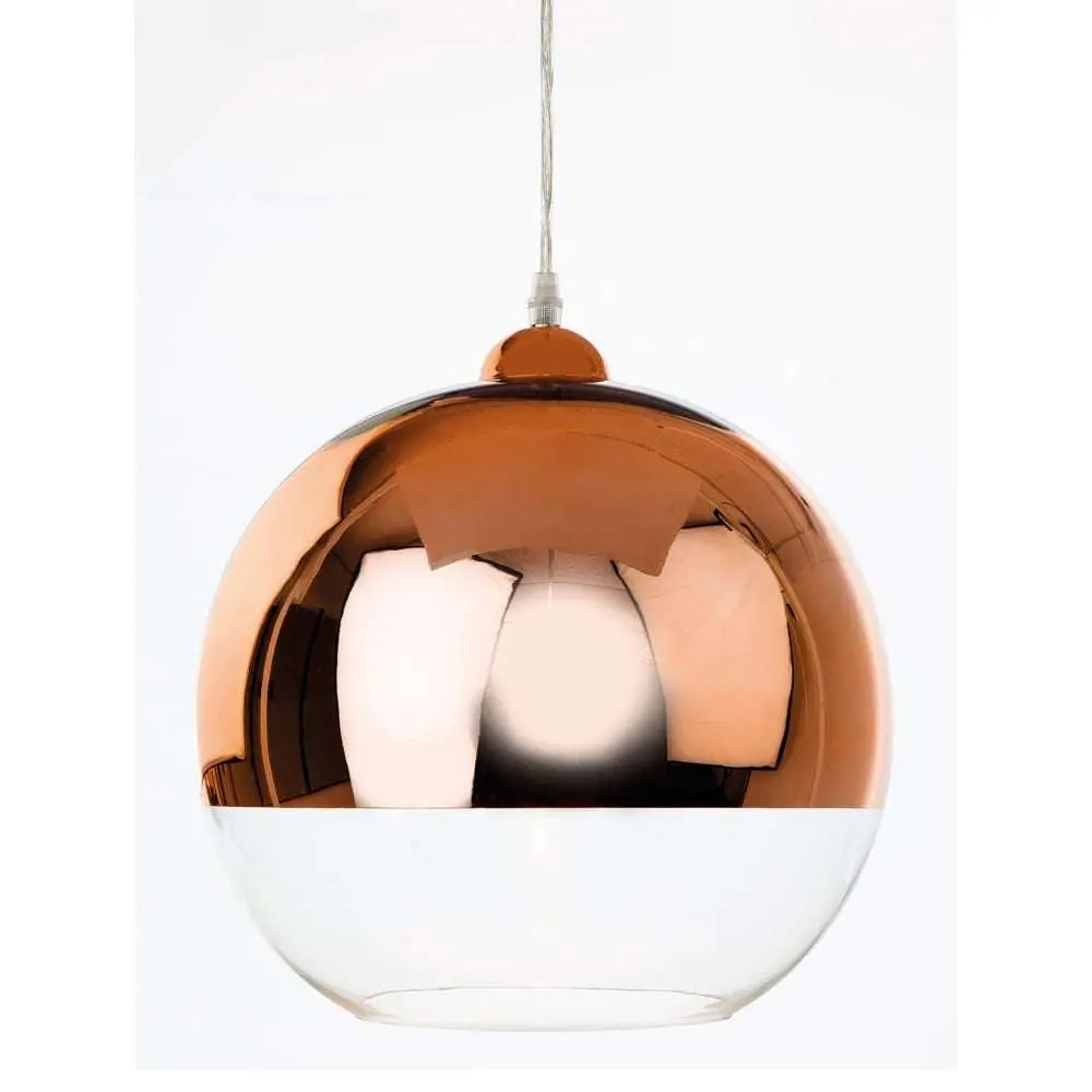 Club Single Light Ceiling Pendant In Copper With Clear Glass