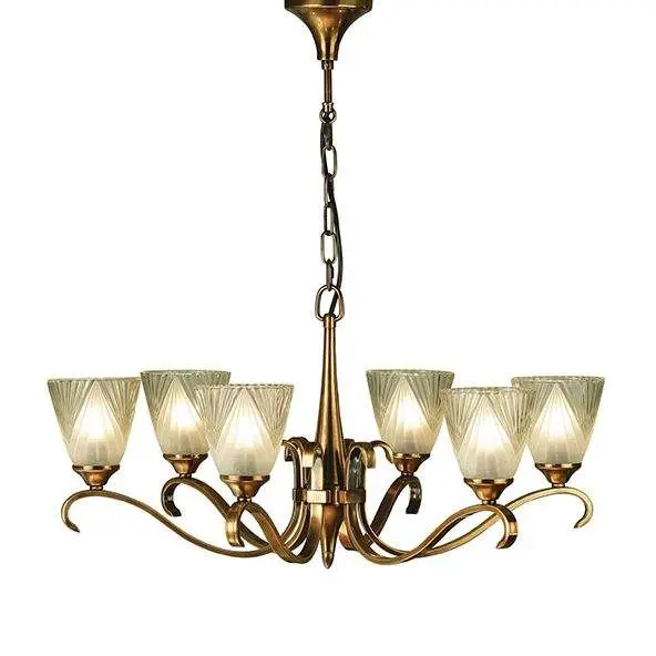 Columbia Brass 6 Light Pendant & Decorative Glass 40W