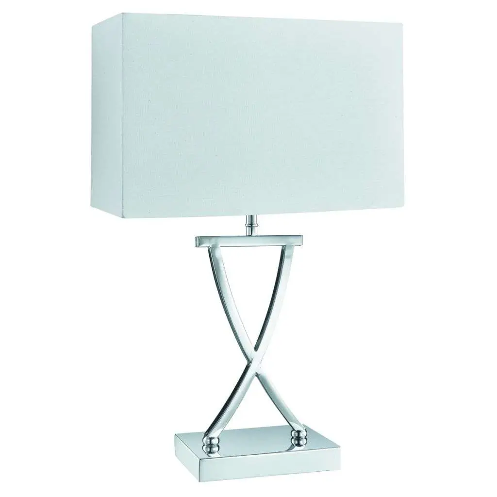 CROSS CHROME TABLE LAMP WITH DRUM SHADE