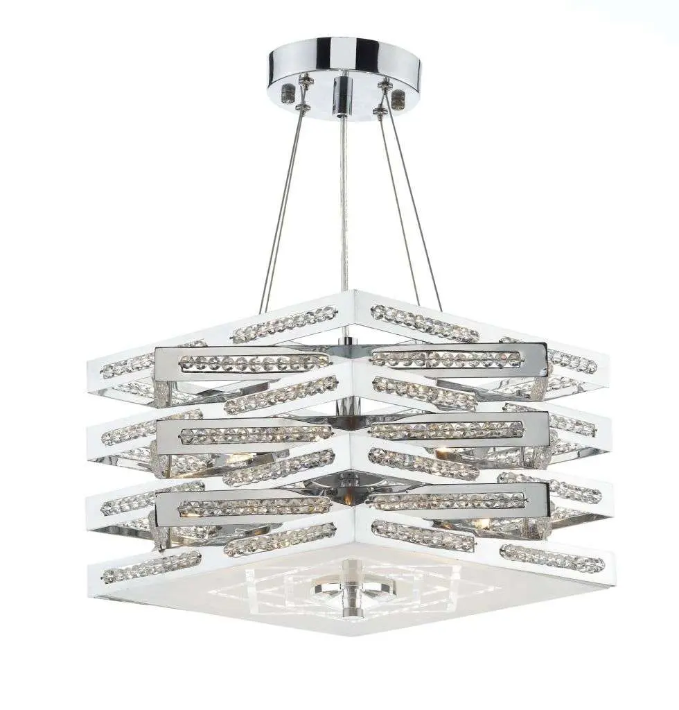 Cube 5-Light Polished Chrome And Crystal Fitting