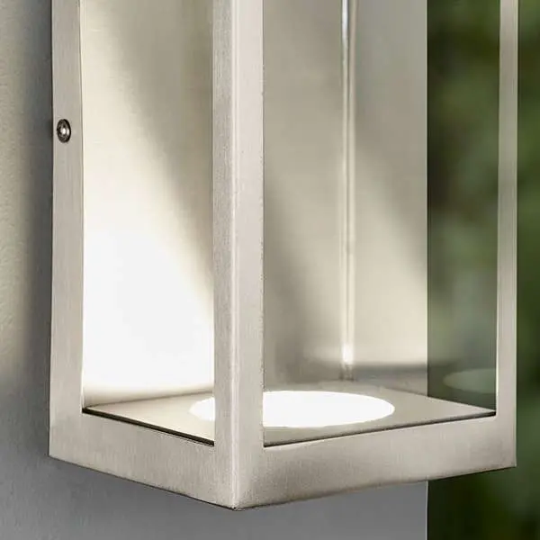 Dean Outdoor Wall Lantern in Brushed Stainless Steel H:224mm