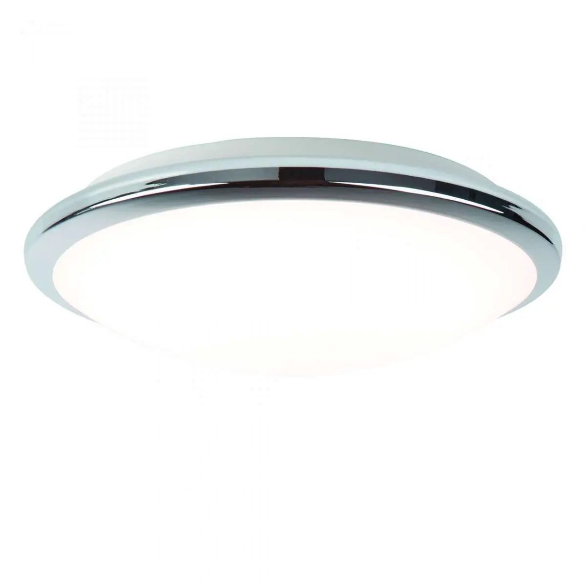 IP44 Chrome LED Flush Light with Frosted Glass Shade