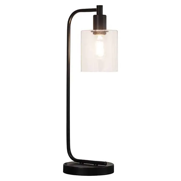 Table Lamp With Clear Glass Head, Black Arched Floor Lamp With Glass Shade